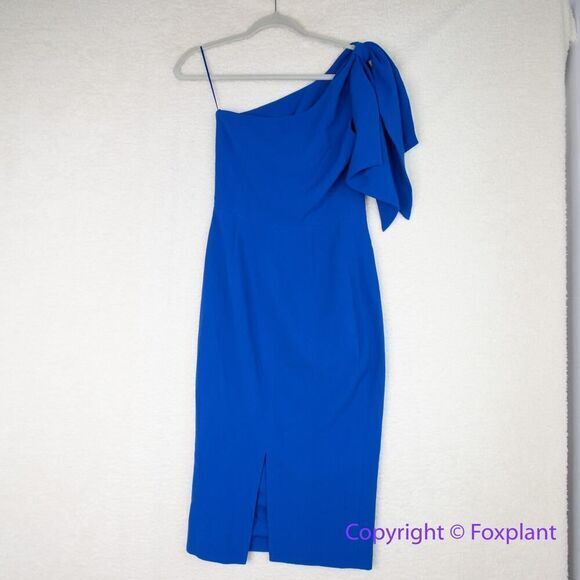 New! Dress the Population Tiffany One Shoulder Midi Dress Electric Blue, size S‎ - Picture 10 of 16